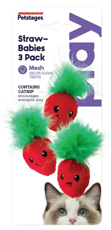 Popularny Petstages Straw-Babies Dental truskaweczki zabawka dla kota