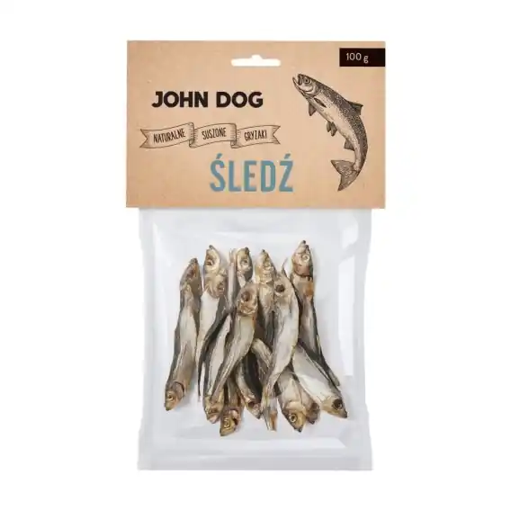 Wyprzedaż John Dog suszony śledź - naturalny suszony chrupiący gryzak 100g