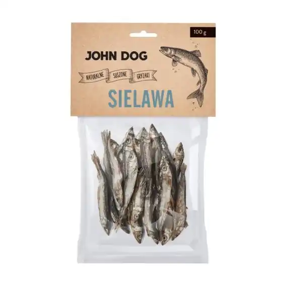 John Dog suszona sielawa - naturalny suszony chrupiący gryzak 100g Wysoka jakość
