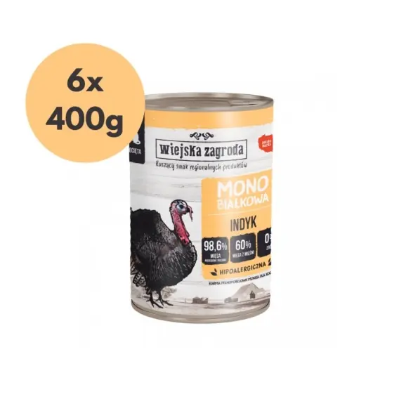 Promocja Zestaw Wiejska Zagroda Monobiałkowa Indyk dla kociąt 6x400g