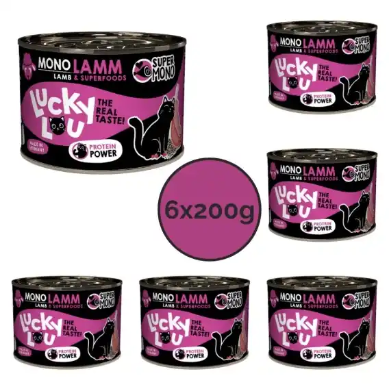 Zniżka Zestaw Lucky Lou SuperMono Jagnięcina karma monobiałkowa 6x200g