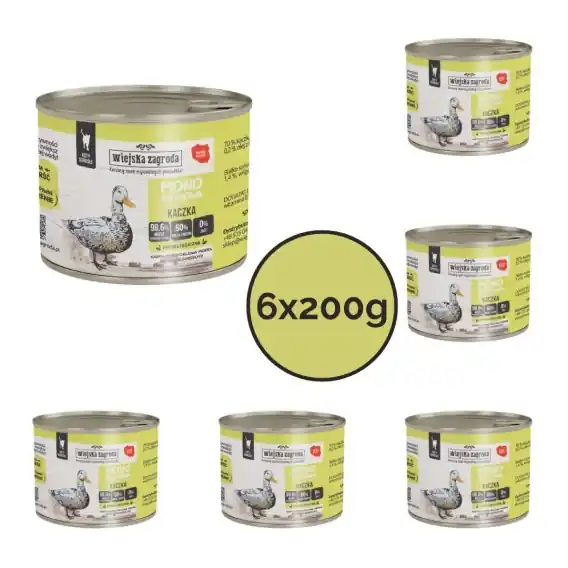 Zestaw Wiejska Zagroda Monobiałkowa Kaczka dla kota 6x200g Ograniczona ilość