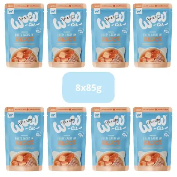 Obniżka ceny Zestaw WOW Cat Saszetki Łosoś w sosie dla kotów zestaw 8x85g