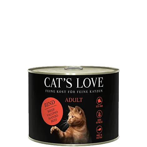 CAT‘S LOVE Rind Pur - wołowina z olejem z krokosza i mniszkiem lekarskim 200g Rabat