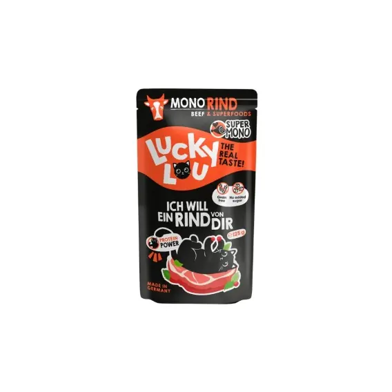 Lucky Lou SuperMono Wołowina - monobiałkowa karma dla kota 125g Wyjątkowa oferta