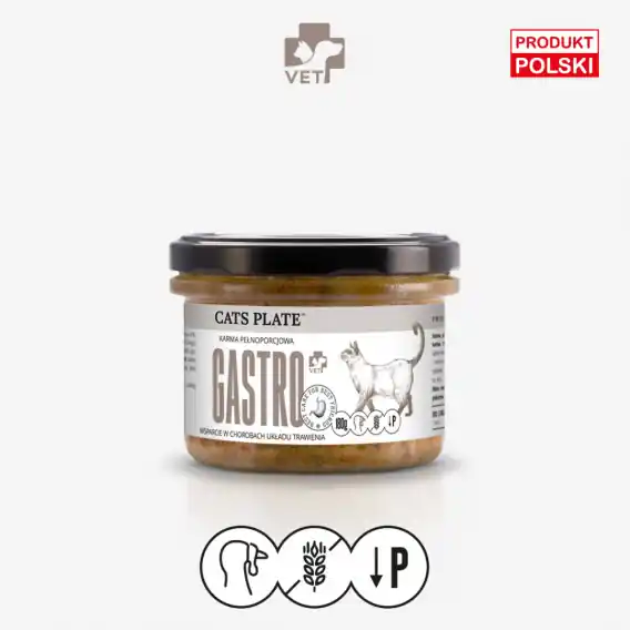 Cats Plate Vet Gastro - specjalistyczna karma dla kotów z chorobami układu trawienia 180g Ostatnia szansa