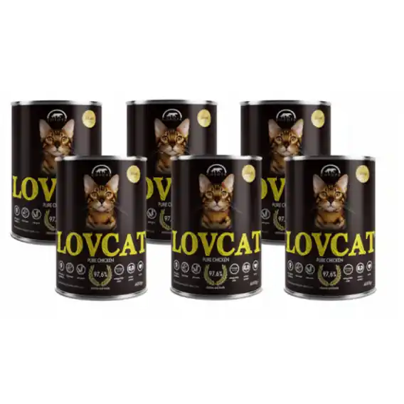 LOVCAT Pure Chicken zestaw dla kotów 6x400g Bestseller