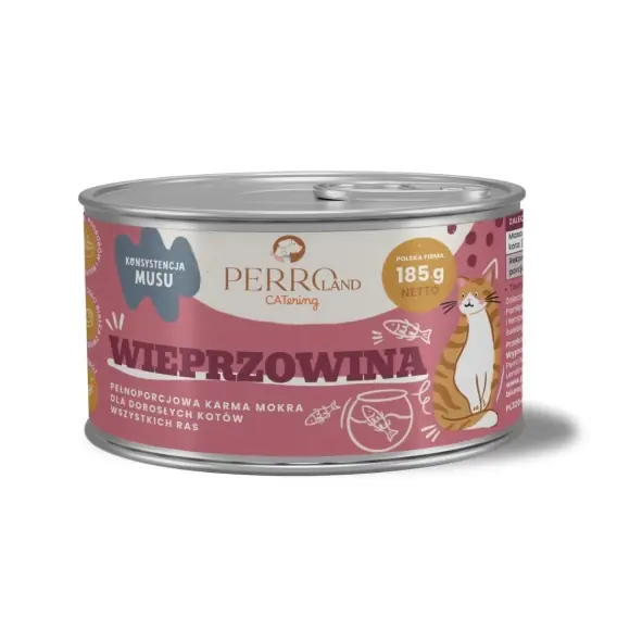 PERROland CATering Wieprzowina - karma mokra dla kota mus 185g Tani