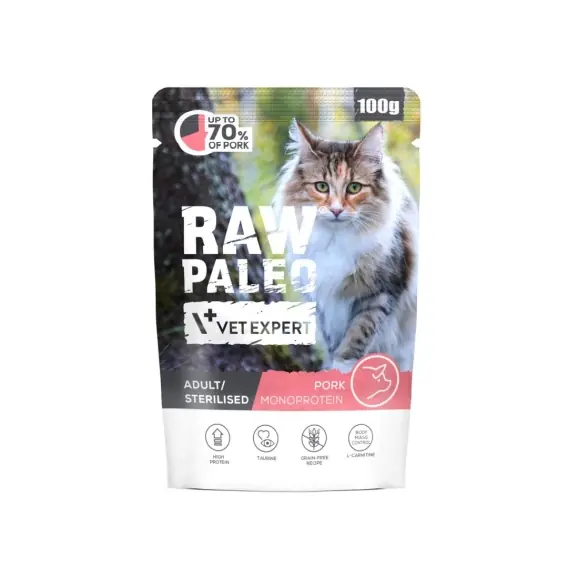 RAW PALEO ADULT CAT PORK - mokra karma dla kota wieprzowina 100g Okazja