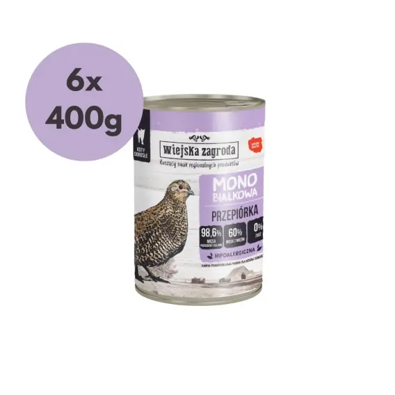 Bezpieczne zakupy Zestaw Wiejska Zagroda Monobiałkowa Przepiórka 6x400g