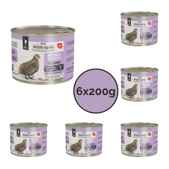 Zestaw Wiejska Zagroda Monobiałkowa Przepiórka dla kota 6x200g Nowy
