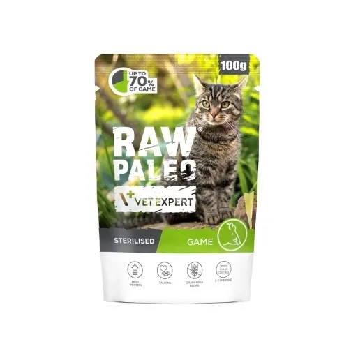 RAW PALEO STERILISED GAME - mokra karma dla kota z dziczyzną 100g Nowy