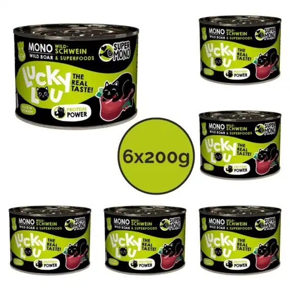 Zestaw Lucky Lou SuperMono Dzik karma monobiałkowa 6x200g Bezpieczne zakupy