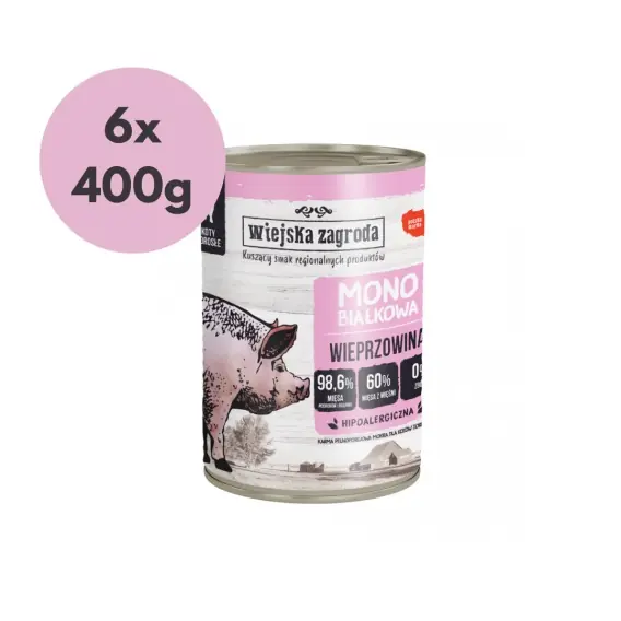 Bestseller Zestaw Wiejska Zagroda Monobiałkowa Wieprzowina 6x400g
