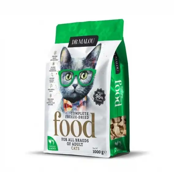Kup teraz Dr Malou kurczak z łososiem - liofilizowana karma dla kota 1kg