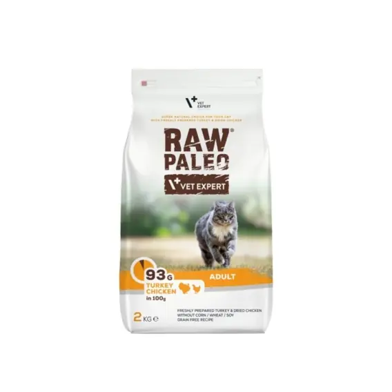Bezpieczna płatność RAW PALEO Turkey Chicken - sucha karma z indykiem i kurczakiem dla kotów dorosłych 2kg