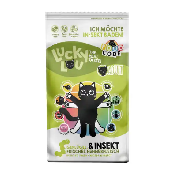 Promocja Lucky Lou Food Code Lifestage drób i owady - karma sucha dla kota 340g