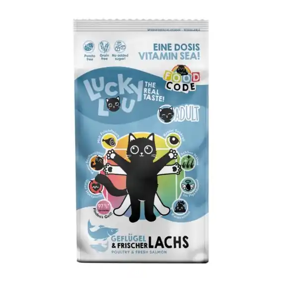 Najlepsza cena Lucky Lou Food Code Lifestage drób łosoś - karma sucha dla kota 1,7kg