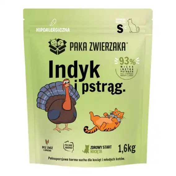 Ostatnia szansa Paka Zwierzaka Indyk i pstrąg - karma sucha dla kociąt rozmiar S 1,6kg