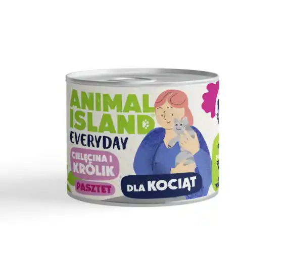 Oferta czasowa Animal Island Everyday dla kociąt cielęcina i królik - pasztet 185g