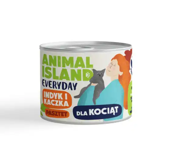 Animal Island Everyday dla kociąt indyk i kaczka - pasztet 185g Sprawdź teraz