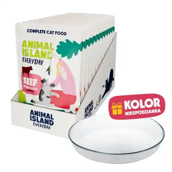 Animal Island Wołowina 12x85g + SZKLANY TALERZYK edycja limitowana Premium
