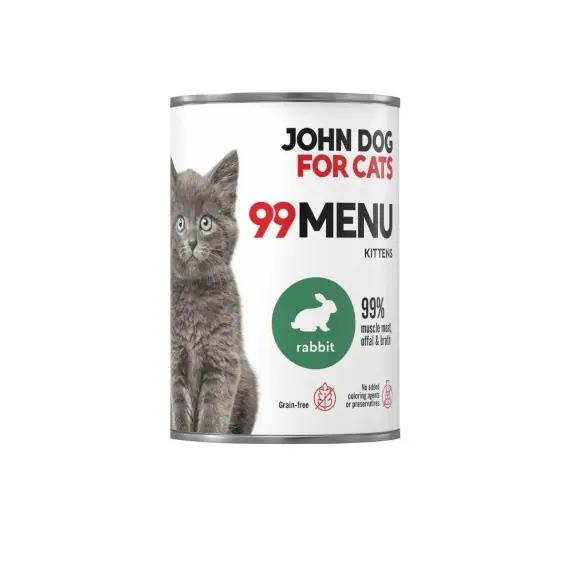 99 MENU John Dog for Cats Kitten kurczak i królik - karma mokra dla kociąt 400g Nie przegap