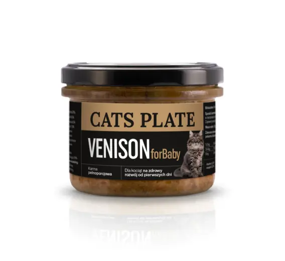 Cats Plate for Baby Venison - karma z mięsa daniela dla kociąt 180g Dostępne od ręki