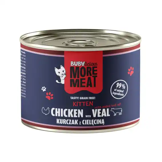 Wysoka jakość BUBAlicious More Meat Kitten kurczak cielęcina - karma dla kociąt 185g