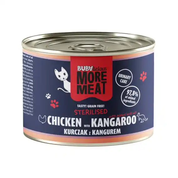 Bezpieczna płatność BUBAlicious More Meat kurczak kangur - karma dla kota 185g