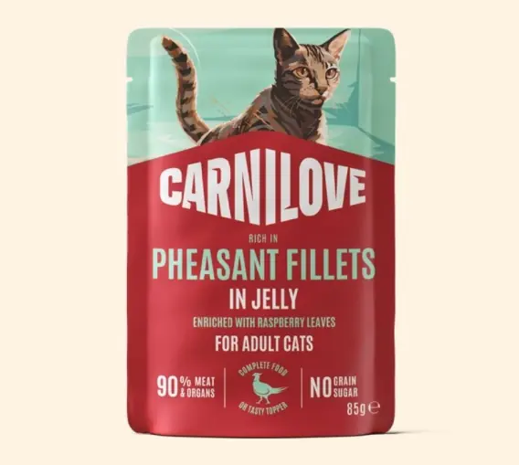 Carnilove Jelly bażant z liśćmi malin filety w galaretce - karma mokra dla kota 85g Bezpieczne zakupy