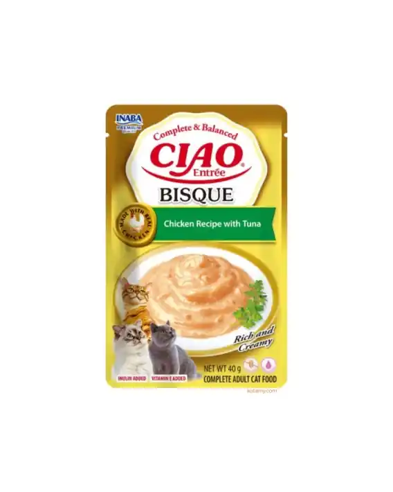 Ostatnie sztuki Inaba CIAO Entree Bisque Chicken Tuna - aksamitne puree dla kota 40g