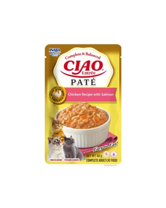 Inaba CIAO Entree Pate Chicken Salmon - paski mięsa w pasztecie dla kota 40g Ograniczona ilość