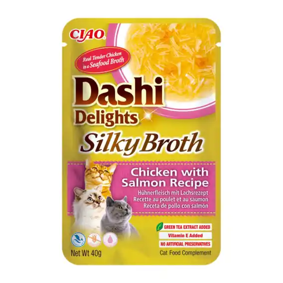 Kup online Inaba Dashi Delights Silky Broth Chicken Salmon - karma uzupełniająca dla kota w bulionie 40g
