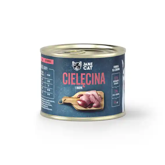 Jane Cat cielęcina i indyk - mokra karma dla kota 200g Wysoka jakość