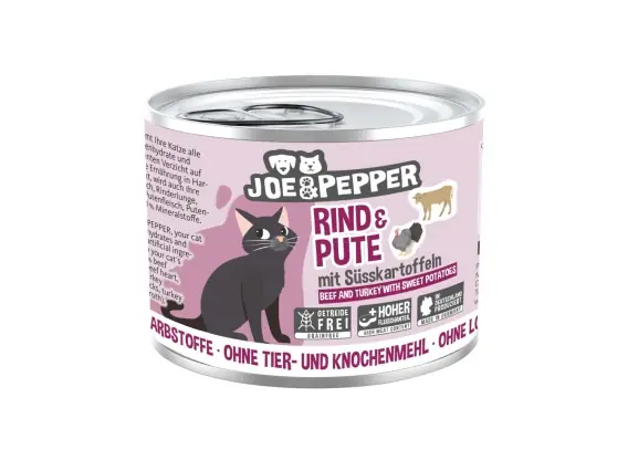 Okazja Joe & Pepper Rind Pute wołowina i indyk z batatem - mokra karma dla kota 200g