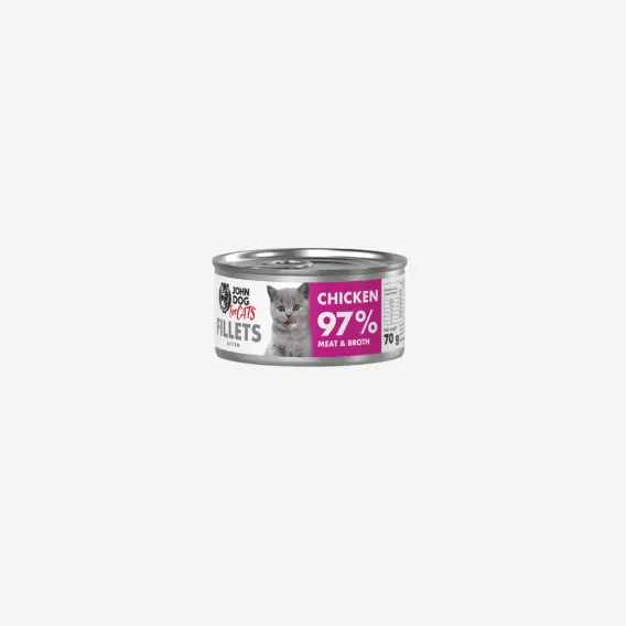 Kup online John Dog for Cats Filety Kurczak 70g dla kociąt - karma mokra pełnoporcjowa