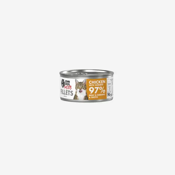 John Dog for Cats Filety Kurczak i Krewetki 70g - karma mokra dla kota pełnoporcjowa Cena promocyjna