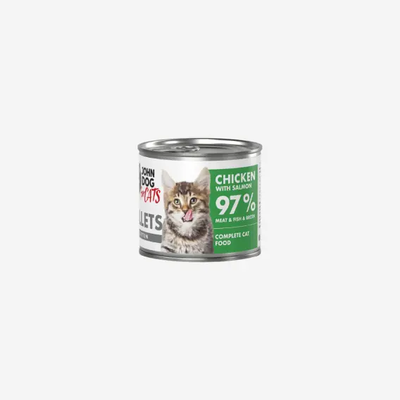 John Dog for Cats Filety Kurczak i Łosoś 140g dla kociąt - karma mokra pełnoporcjowa Tylko do końca tygodnia