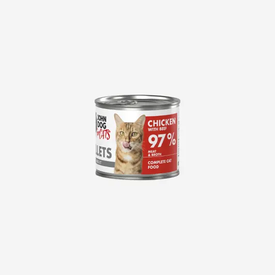 Oferta czasowa John Dog for Cats Filety Kurczak i Wołowina 140g - karma mokra dla kota pełnoporcjowa