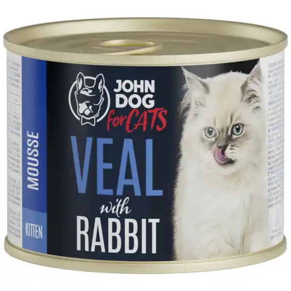 John Dog for Cats Kitten mus cielęcina i królik - karma mokra dla kociąt 200g Kup teraz