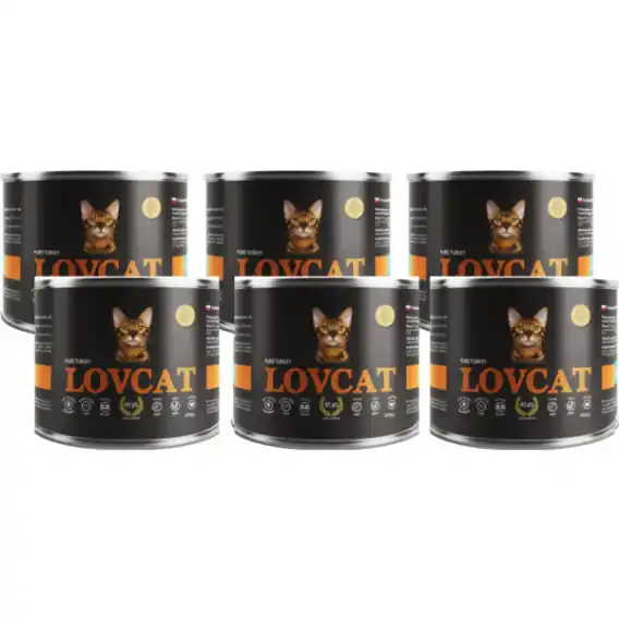 Wyprzedaż LOVCAT Pure Turkey - indyk zestaw dla kotów 6x200g