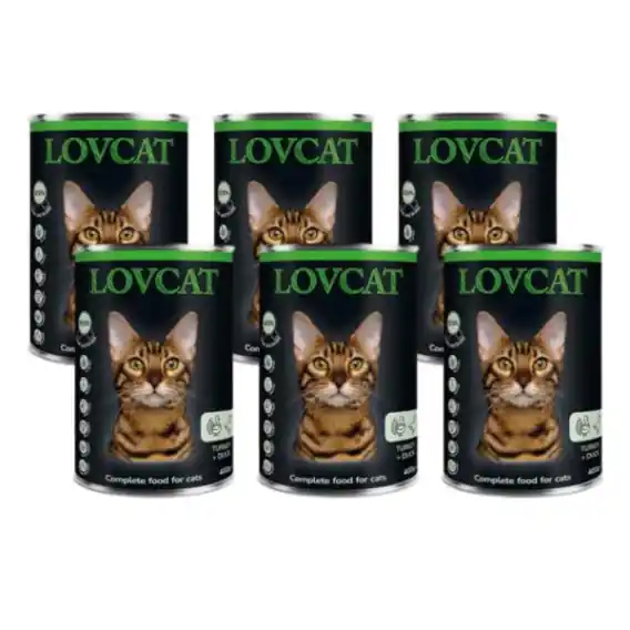 LOVCAT Best Turkey & Duck zestaw dla kotów 6x400g Popularny