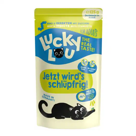 Łatwy zwrot Lucky Lou Lifestage Adult Wołowina i owady saszetka 125g