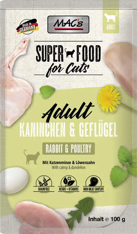 Mac‘s Cat Superfood królik i drób saszetka 100g Łatwy zwrot