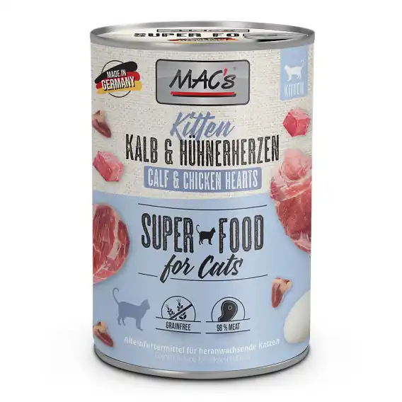 Wyjątkowa oferta MAC‘s Superfood Kitten Cielęcina i serca kurczaka 400g
