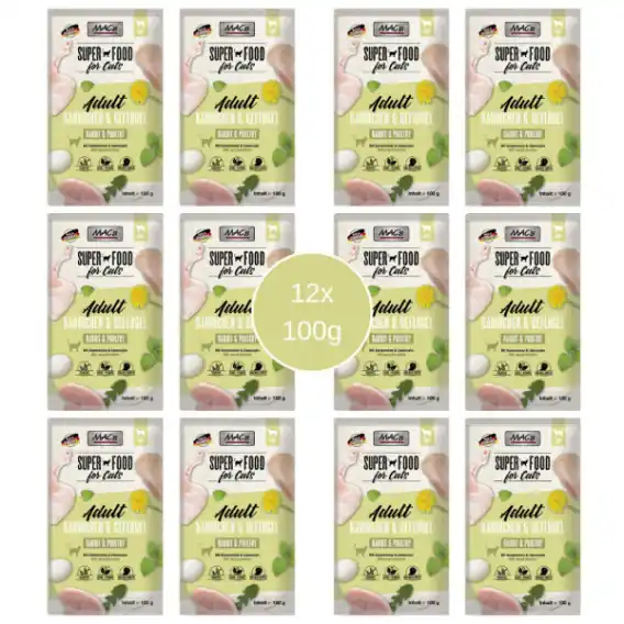 Popularny Pakiet 12x100g Mac‘s Cat Superfood królik i drób zestaw saszetek