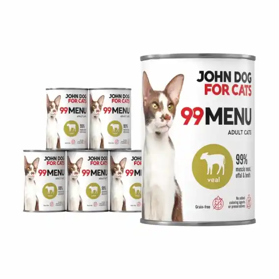 Pakiet 99 MENU John Dog for Cats kurczak i cielęcina - karma mokra dla kota 6x400g Szybka dostawa