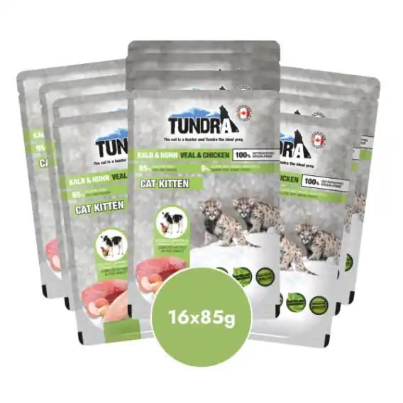 Niska cena Pakiet TUNDRA Kitten Cielęcina i kurczak 16x85g saszetki dla kociąt
