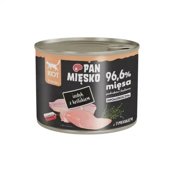 Ekspresowa dostawa Pan Mięsko indyk z królikiem 200g - mokra karma dla kota